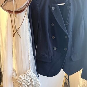 The Limited Navy Double-Breasted Blazer